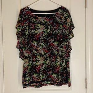 Butterfly Print Butterfly Sleeve Blouse